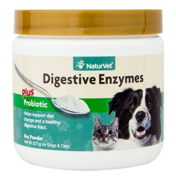 Naturvet Digestive Enzymes Powder Plus Pre & Probiotics Pet Supplement, 8 oz.