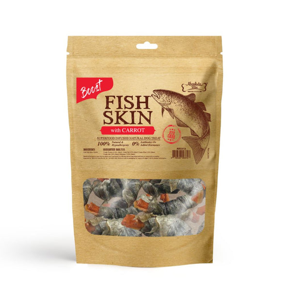 Absolute Bites Fish Skin with Carrot Air-Dried Dog Treats (2 Sizes)