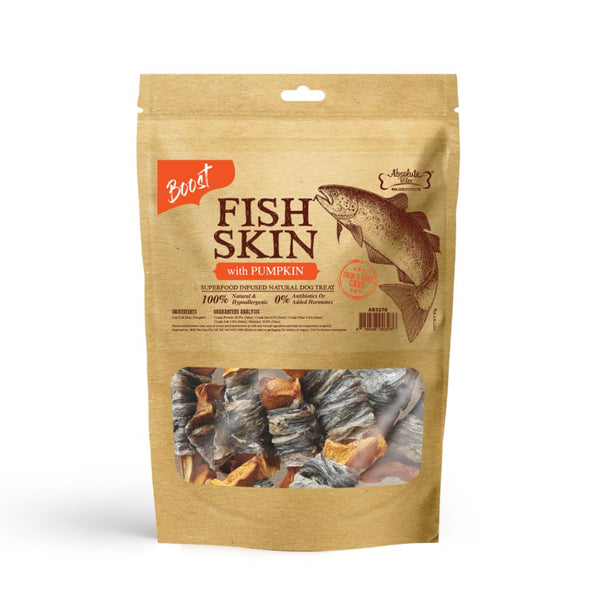 Absolute Bites Fish Skin with Pumpkin Air-Dried Dog Treats (2 Sizes)