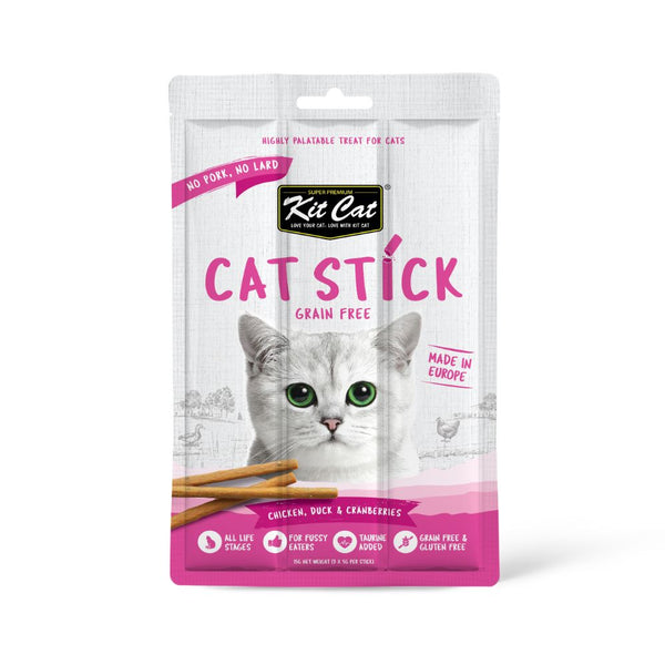 Kit Cat Grain-Free Cat Stick Chicken, Duck & Cranberries Soft Cat Treats (3 Sticks)