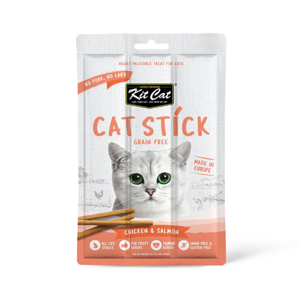 Kit Cat Grain-Free Cat Stick Chicken & Salmon Soft Cat Treats (3 Sticks)