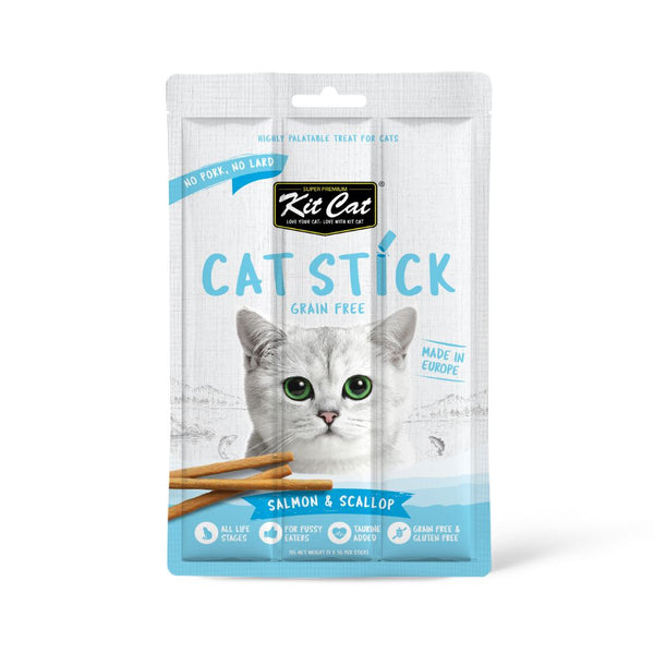 Kit Cat Grain-Free Cat Stick Salmon & Scallop Soft Cat Treats (3 Sticks)