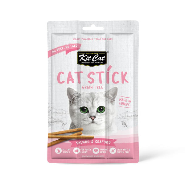 Kit Cat Grain-Free Cat Stick Salmon & Seafood Soft Cat Treats (3 Sticks)