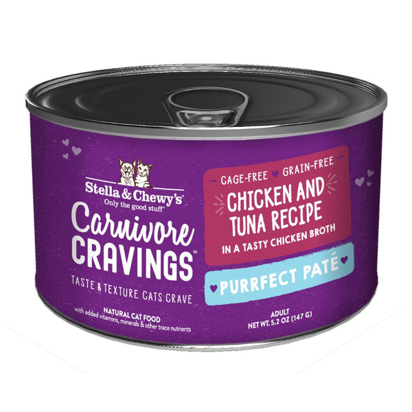 Stella & Chewy's Carnivore Cravings Grain-Free Chicken & Tuna Pate Wet Cat Food, 5.2oz