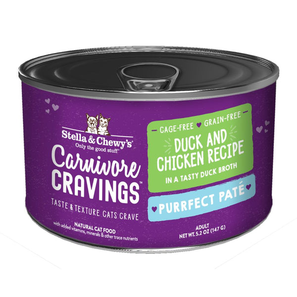 Stella & Chewy's Carnivore Cravings Grain-Free Duck & Chicken Pate Wet Cat Food, 5.2oz