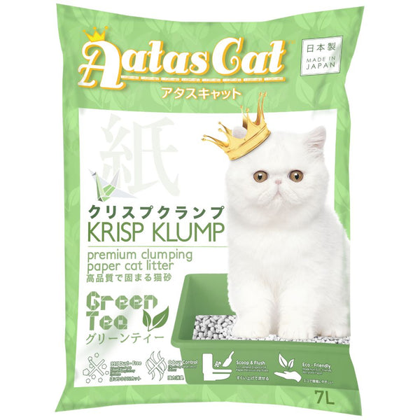 Aatas Cat Krisp Klump Green Tea Paper Cat Litter, 7L