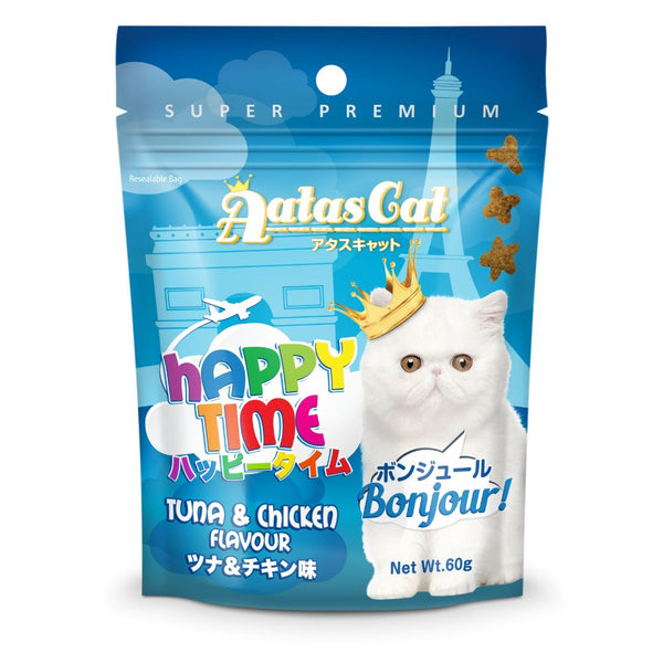 Aatas Cat Happy Time Bonjour Tuna & Chicken Crunchy Cat Treats, 60g