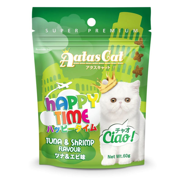 Aatas Cat Happy Time Ciao Tuna & Shrimp Crunchy Cat Treats, 60g