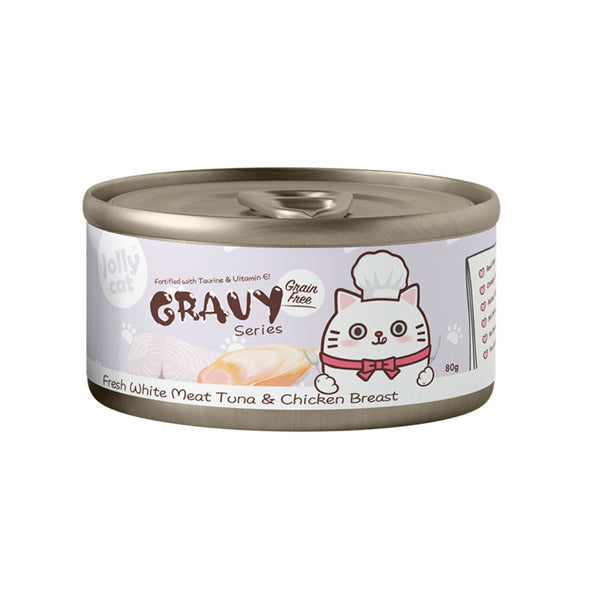 Jollycat Fresh White Meat Tuna & Chicken Breast in Gravy Wet Cat Food, 80g