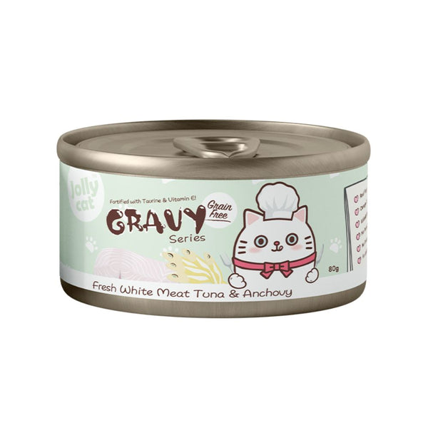 Jollycat Fresh White Meat Tuna & Anchovy in Gravy Wet Cat Food, 80g