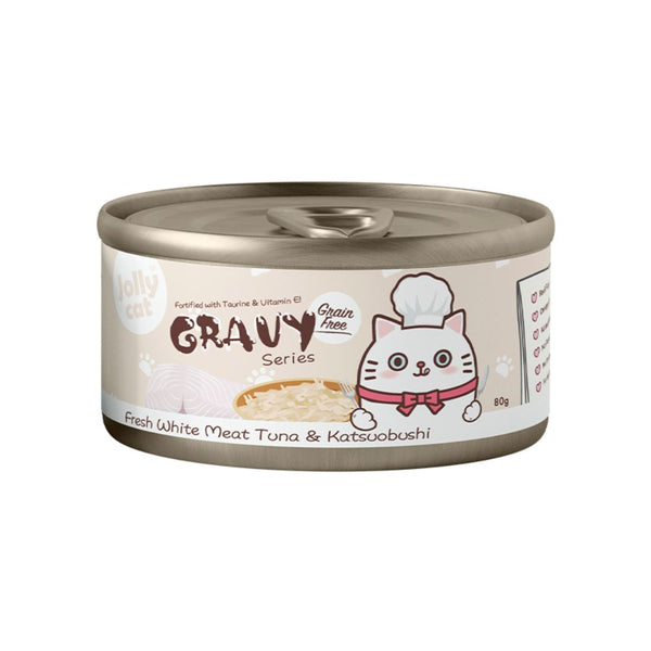 Jollycat Fresh White Tuna & Katsuobushi in Gravy Wet Cat Food, 80g