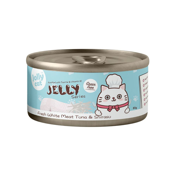 Jollycat Premium White Meat Tuna & Shirasu with Anchovy in Jelly Wet Cat Food, 80g