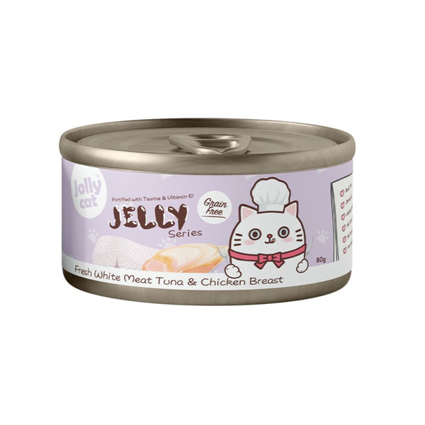 Jollycat Premium White Meat Tuna & Chicken in Jelly Wet Cat Food, 80g