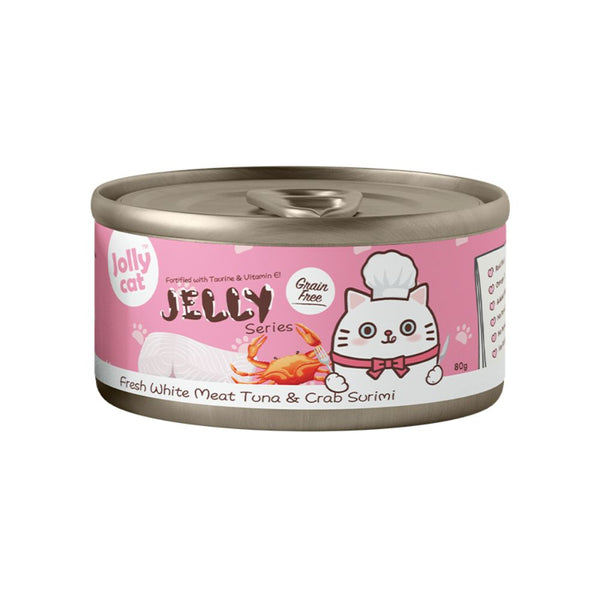 Jollycat Premium White Meat Tuna & Crab in Jelly Wet Cat Food, 80g