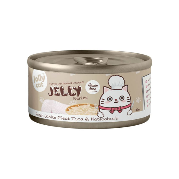 Jollycat Premium White Meat Tuna & Katsuobushi in Jelly Wet Cat Food, 80g