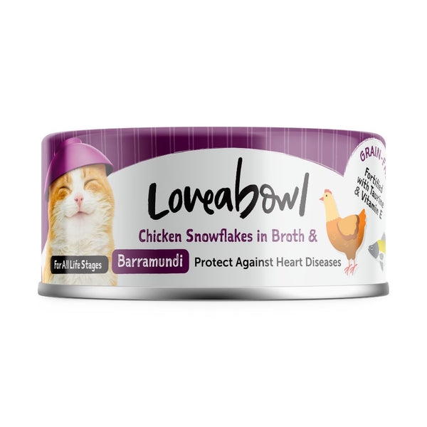 Loveabowl Chicken Snowflakes in Broth with Barramundi Wet Cat Food, 70g