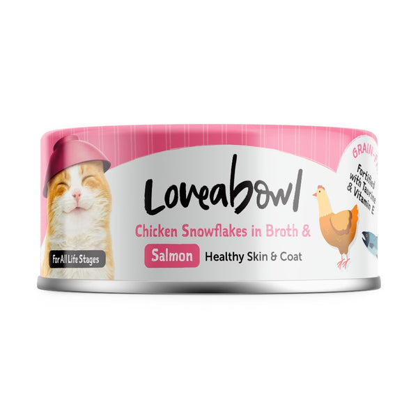 Loveabowl Chicken Snowflakes in Broth with Salmon Wet Cat Food, 70g