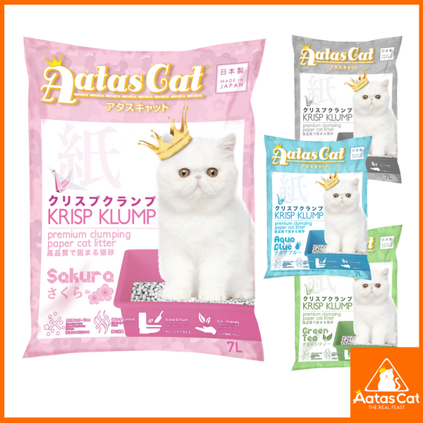 [4 FOR $42.90] Aatas Cat Assorted Krisp Klump Paper Cat Litter, 7L x 4