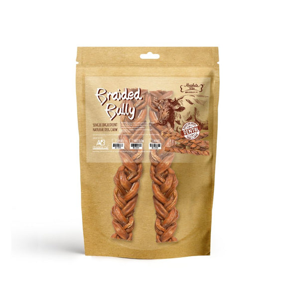 Absolute Bites Braided Bully Stick Air-Dried Dog Treats (2 Sizes)