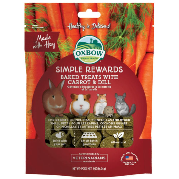 Oxbow Simple Rewards Baked Treats with Carrot & Dill for Small Animals, 85g