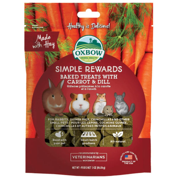 Oxbow Simple Rewards Baked Treats with Carrot & Dill for Small Animals, 85g