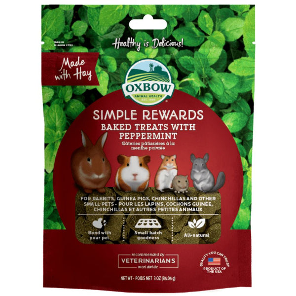 Oxbow Simple Rewards Baked Treats with Peppermint for Small Animals, 85g
