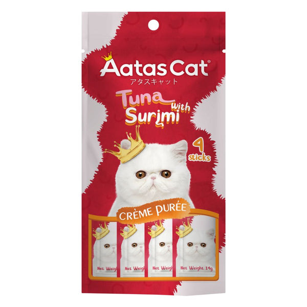 Aatas Cat Creme Puree Tuna with Surimi Creamy Cat Treats (2 Sizes)
