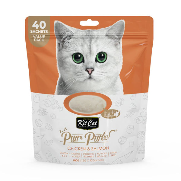 Kit Cat Purr Puree Chicken & Salmon Cat Treats Value Pack, 15g x 40