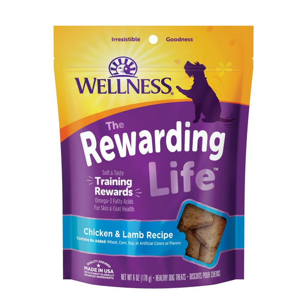 Wellness Rewarding Life Chicken & Lamb Grain-Free Soft Dog Treats, 170g