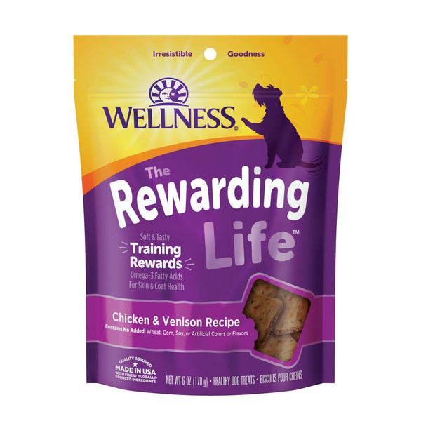 Wellness Rewarding Life Chicken & Venison Grain-Free Soft Dog Treats, 170g