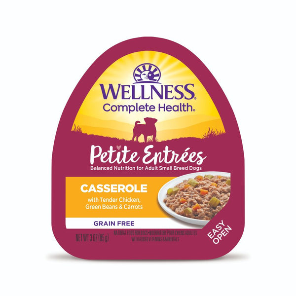 Wellness Petite Entrees Casserole with Tender Chicken, Green Beans & Carrots Grain-Free Wet Dog Food, 85g
