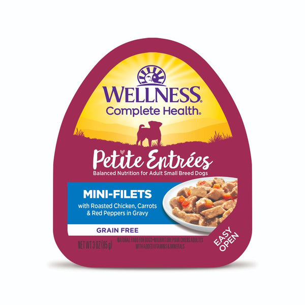 Wellness Petite Entrees Mini-Filets with Roasted Chicken, Carrots & Red Peppers in Gravy Grain-Free Wet Dog Food, 85g