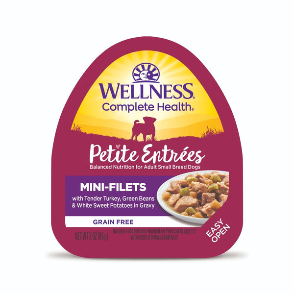 Wellness Petite Entrees Mini-Filets with Tender Turkey, Green Beans & White Sweet Potatoes in Gravy Grain-Free Wet Dog Food, 85g