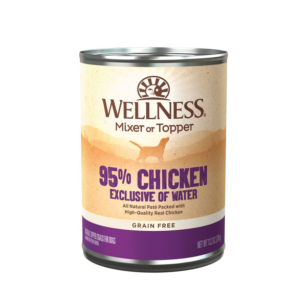Wellness 95 Percent Chicken Canned Dog Food Topper, 374g
