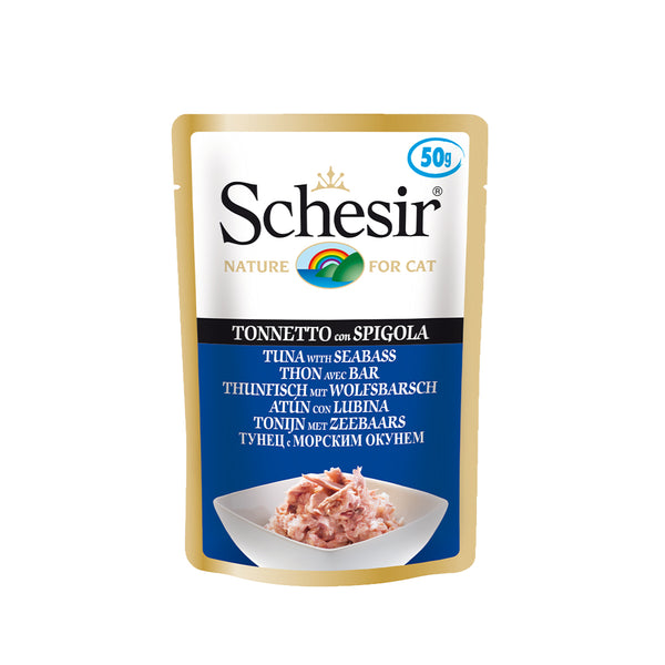 Schesir Tuna with Seabass in Jelly Pouch Wet Cat Food, 50g