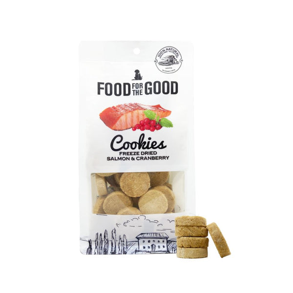 Food For The Good Freeze Dried Salmon & Cranberry Cookies Pet Treats, 70g
