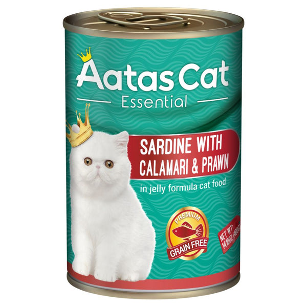 Aatas Cat Essential Sardine w Calamari and Prawn in Jelly Wet Cat Food, 400g