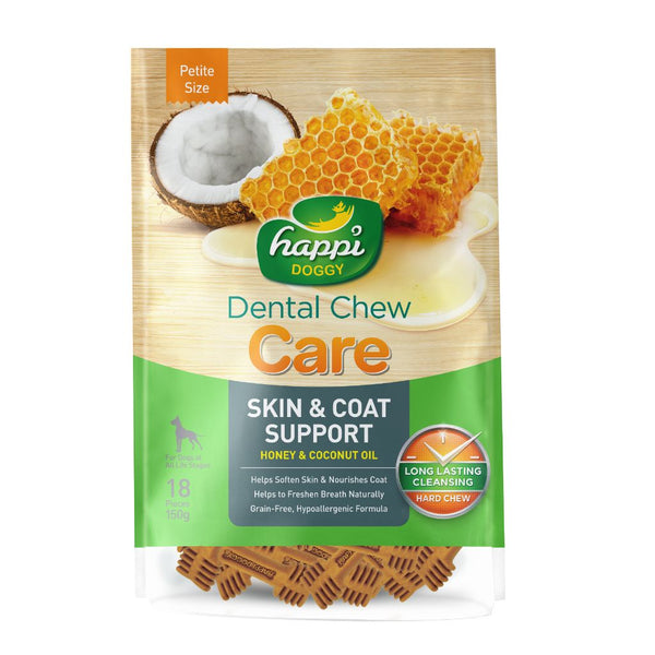 Happi Doggy Care Skin & Coat Support Dog Dental Chews (2 Sizes)