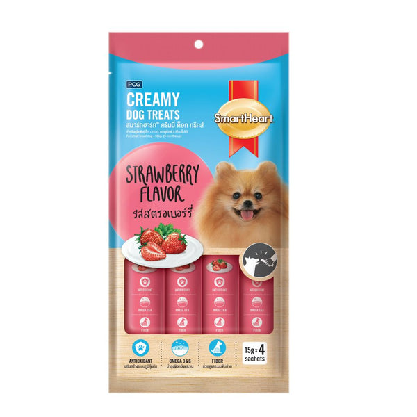 SmartHeart Strawberry Creamy Cat Treats, 15g x 4