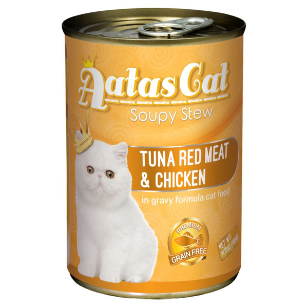Aatas Cat Soupy Stew Tuna Red Meat with Chicken in Gravy Wet Cat Food, 400g