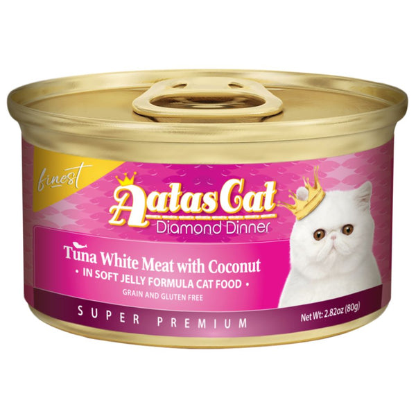 Aatas Cat Finest Diamond Dinner Tuna with Coconut in Soft Jelly Wet Cat Food, 80g