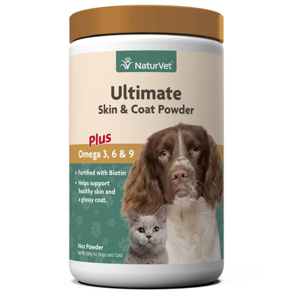 Naturvet Ultimate Skin & Coat Powder Plus Omega 3, 6 & 9 Pet Supplement, 14 oz.