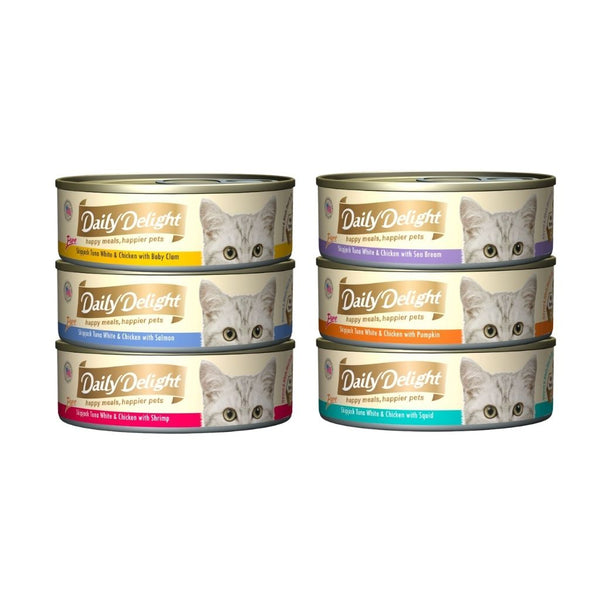 [Bundle Deal] Daily Delight Assorted Pure Skipjack Tuna Wet Cat Food, 80g