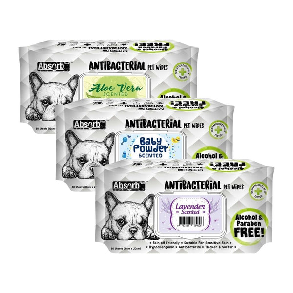 [3 FOR $12.50] Absorb Plus Assorted Antibacterial Pet Wipes, 80 Sheets