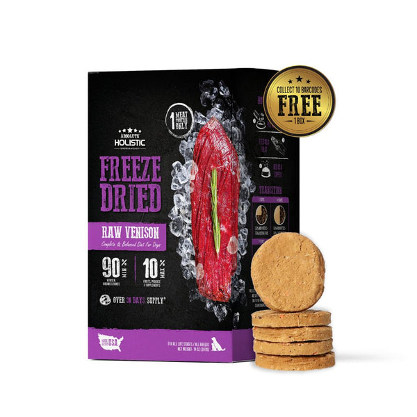Absolute Holistic Freeze Dried Venison Raw Patties for Dogs, 14oz
