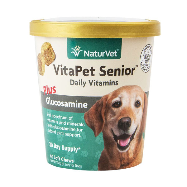 Naturvet VitaPet Senior Plus Glucosamine Soft Chews Dog Supplement, 60 Ct.