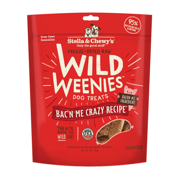 Stella & Chewy's Wild Weenies Bac’n Me Crazy Recipe Freeze-Dried Raw Dog Treats, 3.25oz