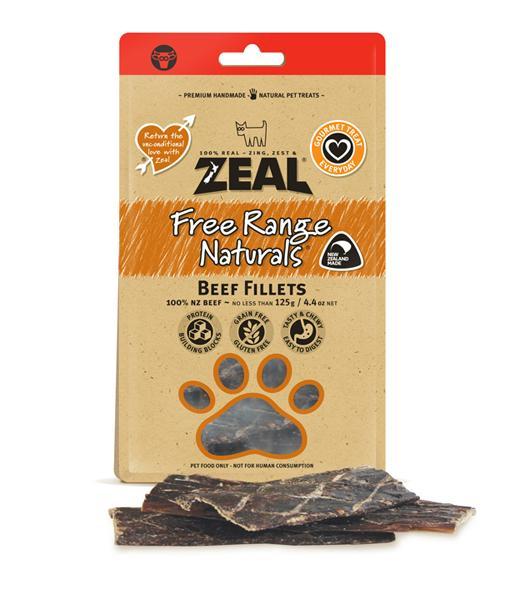 Zeal Free-Range Naturals Beef Fillets Air-Dried Dog Treats, 125g