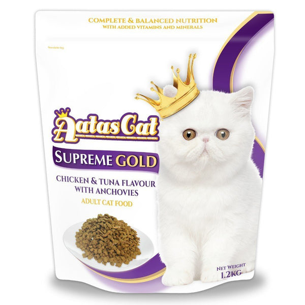 Aatas Cat Supreme Gold Chicken & Tuna with Anchovies Dry Cat Food, 1.2kg.Happy Hoomans 