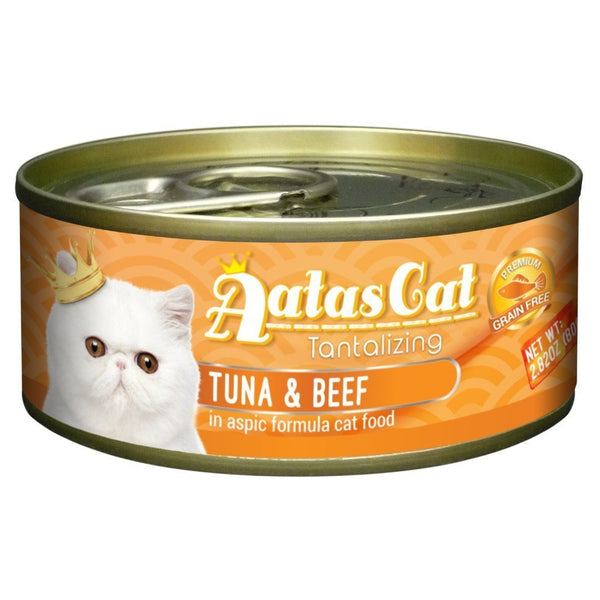 Aatas Cat Tantalizing Tuna & Beef in Aspic Canned Cat Food, 80g.Happy Hoomans 